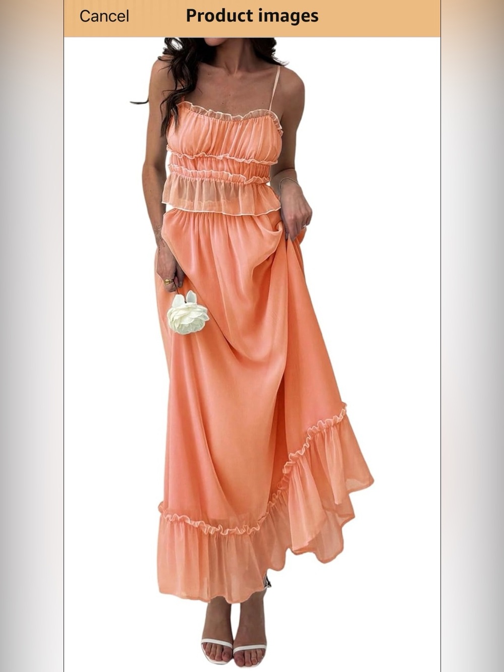 Women’s Two Piece Peach Ruffle Maxi Skirt and Top Size Small NWOT